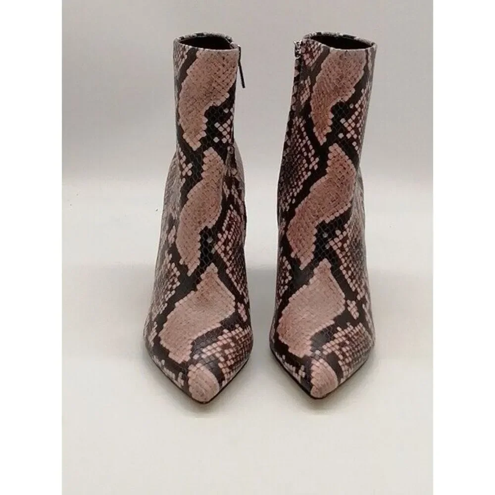 Marc Fisher Boots Womens Mlulan Pink 7 Ankle Shoe Snakeprint‎ Leather Zip NEW